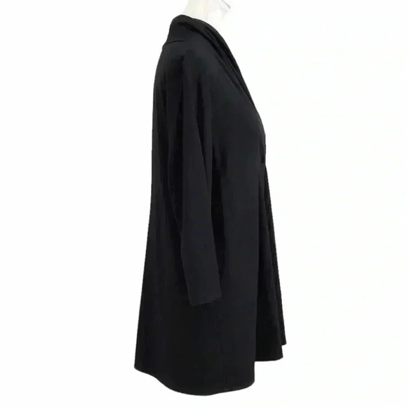 EILEEN FISHER Black  Stretch Twist Front Split Long Rayon/ Nylon Tunic Top-S-EUC - Picture 4 of 9